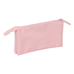 Trousse 3 compartiments Safta Basics rose 22x12x3 cm