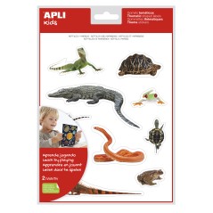 ✅ LOT de 5 Gomets thématiques Apli réalistes de reptiles et d'amphibiens - 20 Gomets - Images réalistes assor en stock