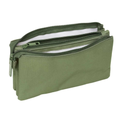 Trousse verte à trois compartiments