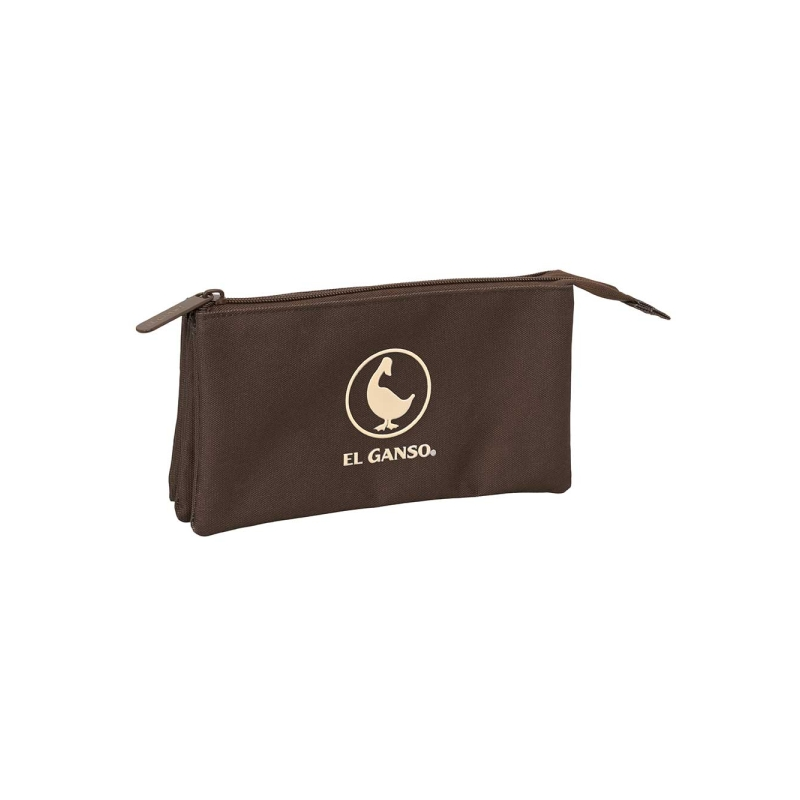 Trousse 3 compartiments Safta Basics brun 22x12x3 cm Trousse 3 compartiments Safta Basics brun 22x12x3 cm