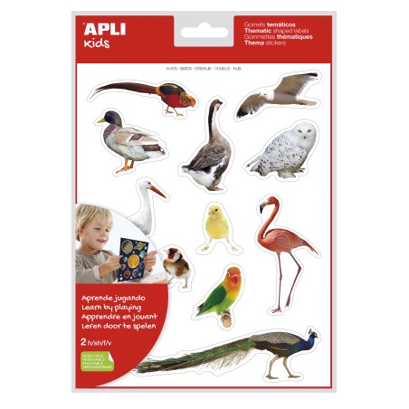 ✅ LOT de 5 Apli Autocollants réalistes sur le thème des oiseaux - 24 autocollants sur 2 feuilles - Images réa en stock