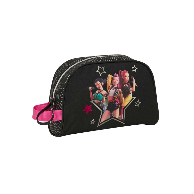 Trousse K-Pop Demon Hunters noire et rose 28x18x10 Trousse K-Pop Demon Hunters noire et rose 28x18x10