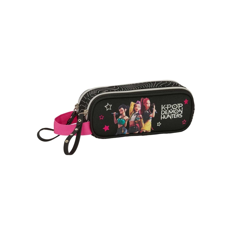 Trousse K-Pop Demon Hunters 2 compartiments noir rose