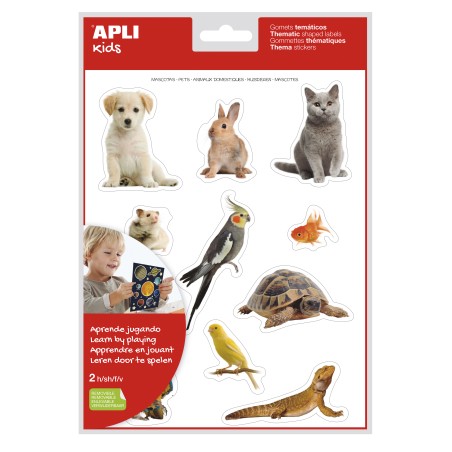 ✅ LOT de 5 Autocollants Apli réalistes sur le thème des animaux domestiques - 22 autocollants sur 2 feuilles - en stock