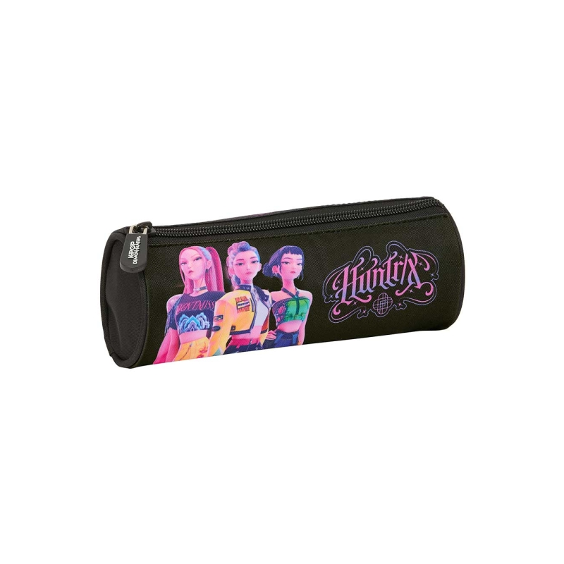 Trousse ronde K-Pop Demon Hunters noire et rose Trousse ronde K-Pop Demon Hunters noire et rose