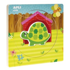 ✅ Puzzles en bois Apli pour s'adapter au cycle de vie - 3 couches différentes - Pièce de tortue - Taille 198x1 en stock
