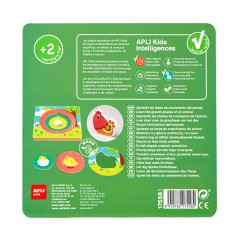 Cycle de vie du puzzle en bois Apli - 3 couches différentes - Morceau de poulet - Taille 198x198x18mm - Guide imprimé - Haute