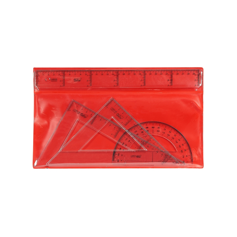 Lot de 4 règles transparentes Safta 30 cm équerre triangle