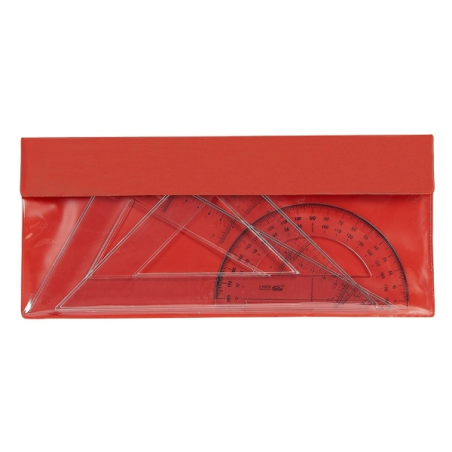 Lot de 4 règles transparentes Safta 30 cm équerre triangle