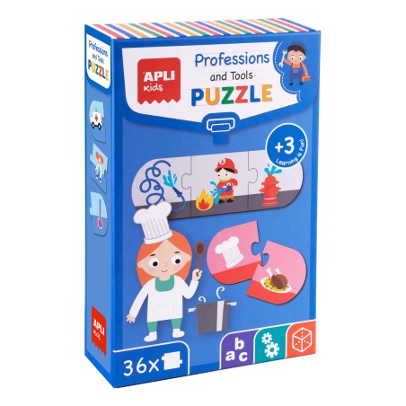 ✅ Puzzle Apli Métiers et Outils - 36 Pièces 7x7 cm - Carton 2mm Finition Brillante - Développe Compétences e en stock