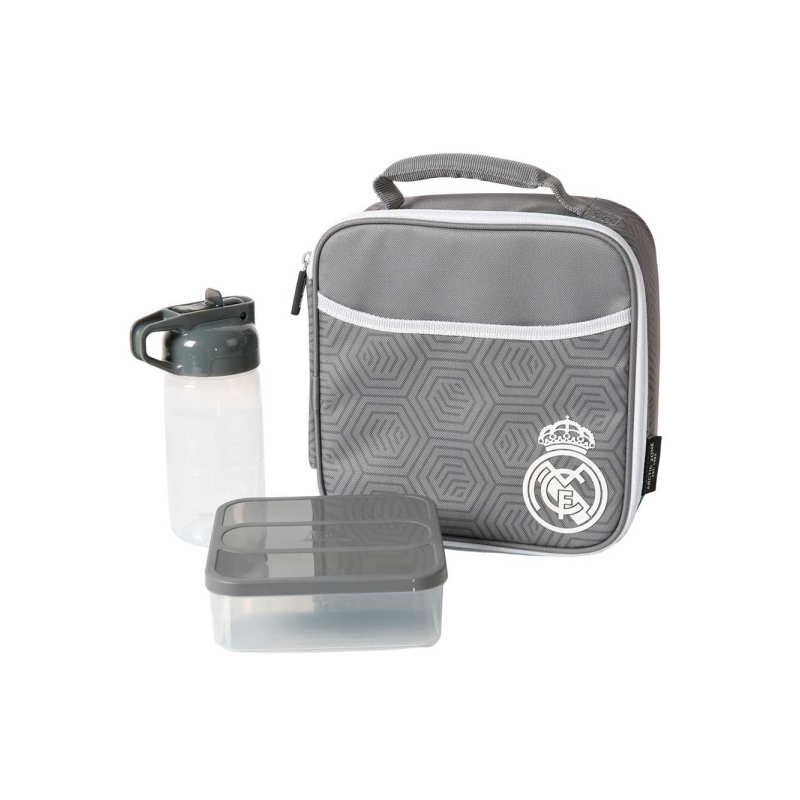 Sac isotherme repas Real Madrid gris 650 ml avec bouteille 335 ml