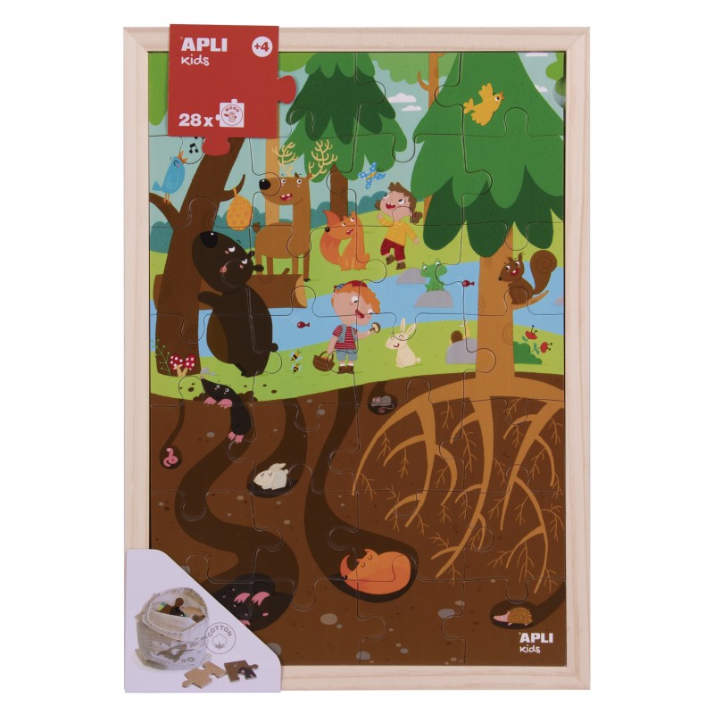 Apli Kids Puzzle de Niveaux la Forêt - 254x5x376 mm - Design Enfantin et Coloré - Pièces Résistantes et Sécuritaires - Améliore