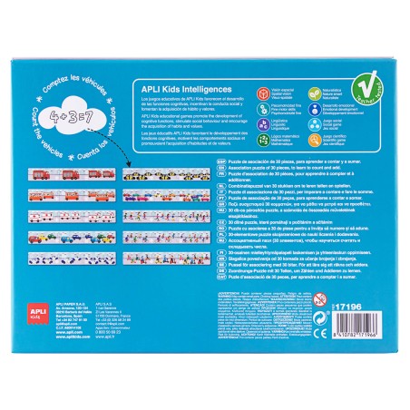 Apli Puzzle Additions et Chiffres - 30 Pièces - 10 Séquences Différentes - Taille 49x7 cm - Développe la Psychomotricité Fine