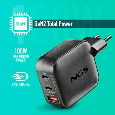 Chargeur mural universel GaN 100W NGS Bud Tiny Noir