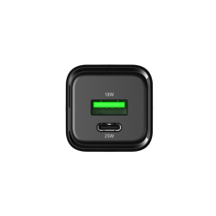 Chargeur GAN 25W CoolBox USB-C et USB-A Noir