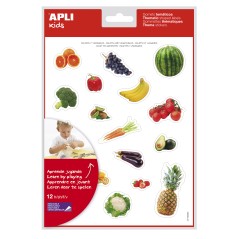✅ LOT de 5 Stickers thématiques Apli Nourriture réaliste du jardin - 216 Stickers - Adhésif amovible - Idéal en stock