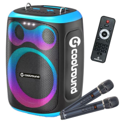 enceinte karaoke bleue micros sans fil