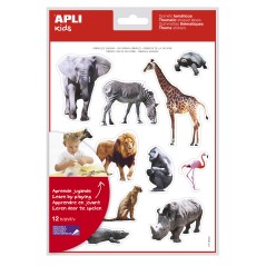 ✅ LOT de 5 Apli Thematic Gomets Animaux réalistes de la savane - 144 Gomets - Adhésif amovible - Idéal pour d en stock