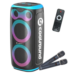enceinte karaoké bleue micros lumineux