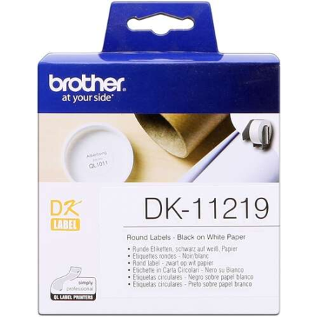 rouleau étiquettes rondes Brother blanc