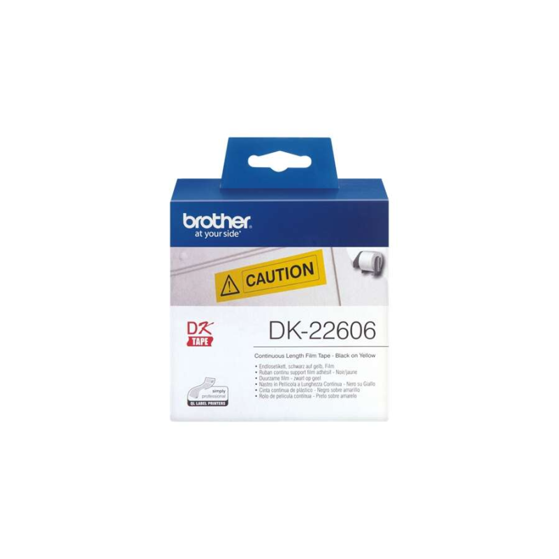 Brother Ruban DK-22606 Noir sur jaune 62 mm x 15,24 m Brother Ruban DK-22606 Noir sur jaune 62 mm x 15,24 m