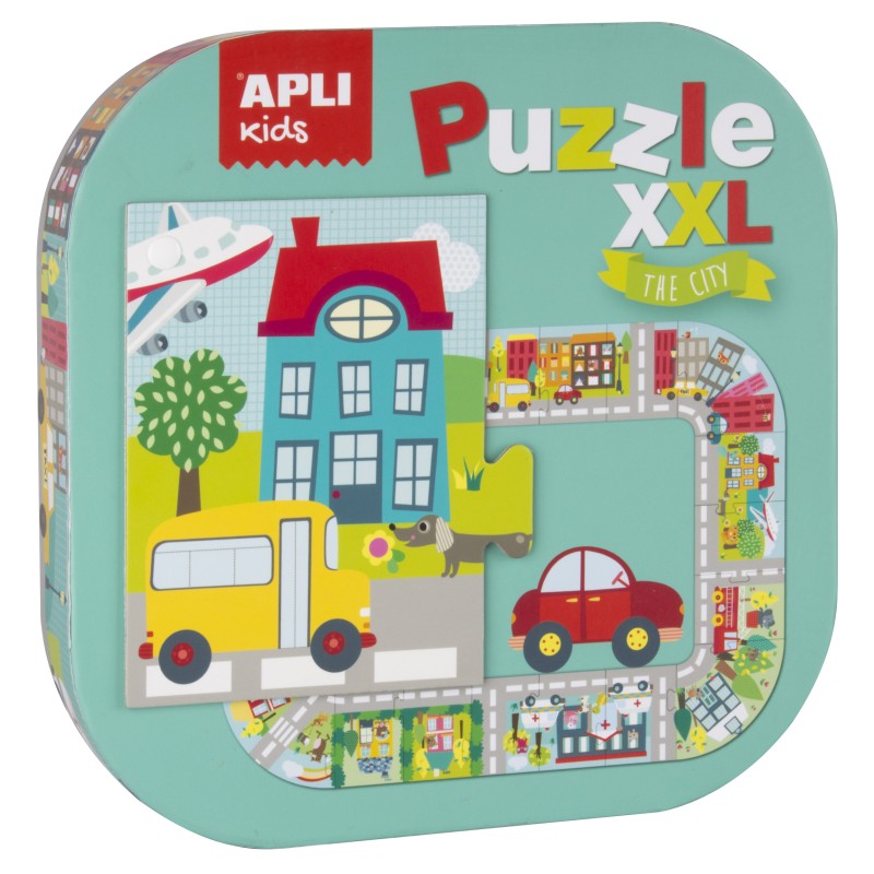 Apli Puzzle xxl City - 20 Pièces de 14,5cm - Circuit Fermé avec Illustrations - Double Fun - Carton Brillant 2mm
