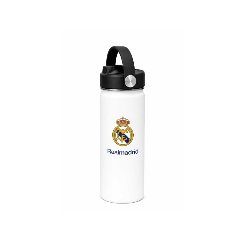 Bouteille isotherme Real Madrid 530ml noir/blanc avec paille Bouteille isotherme Real Madrid 530ml noir/blanc avec paille