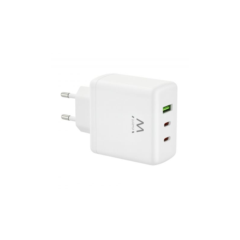 Chargeur Ewent EW1329 GaN 65W 2xUSB-C PD 1xUSB-A QC Blanc Chargeur Ewent EW1329 GaN 65W 2xUSB-C PD 1xUSB-A QC Blanc