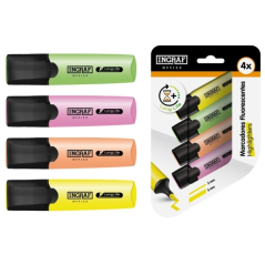 quatre surligneurs biseautés couleurs assorties