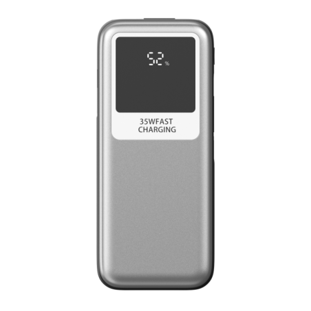 Leotec Powerbank 10000 mAh 35W câble USB rétractable argent