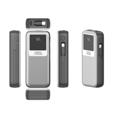 batterie externe argent câble rétractable