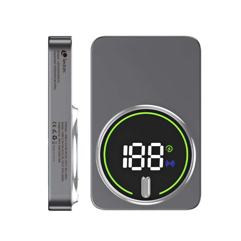 Leotec batterie externe sans fil 10 000 mAh PD 20W Qi 15W gris Leotec batterie externe sans fil 10 000 mAh PD 20W Qi 15W gris