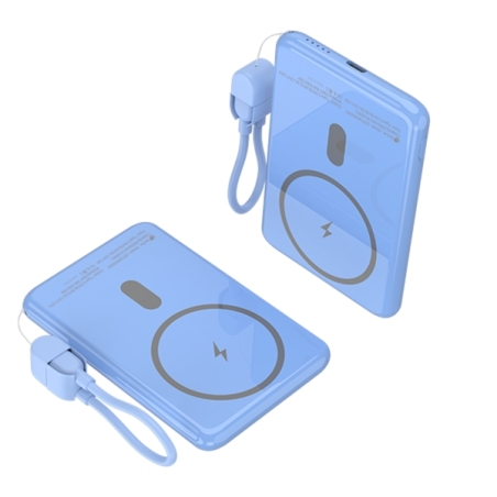 Batterie externe sans fil Leotec 5000 mAh PD 20W Qi 15W bleu