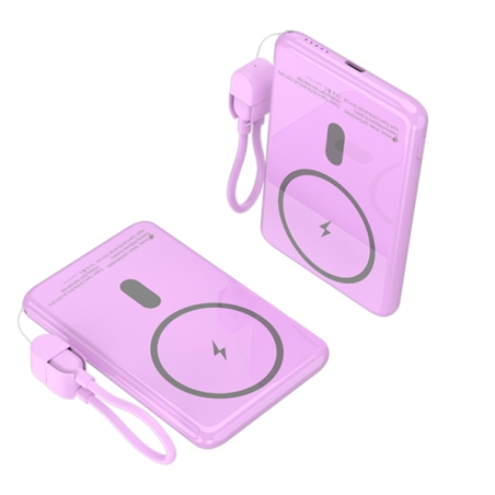 Batterie externe sans fil Leotec 5000 mAh PD 20W Qi 15W rose