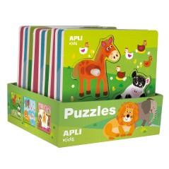 â Apli Exposant de Puzzles en Bois EmboÃ®tables ThÃ¨me Enfants Animaux - 20x20 cm - 9 Puzzles avec Guide ImprimÃ en stock