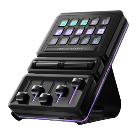 hub de streaming noir à trois boutons