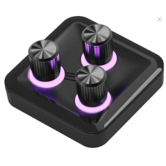 hub de streaming noir à trois boutons