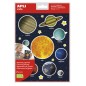 LOT de 5 Sachet Apli de Stickers Thème Système Solaire - 40 Stickers sur 2 Feuilles - Adhésif Amovible - Aide à l'Apprentissage