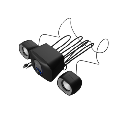 enceintes 2.1 noires avec caisson de basses