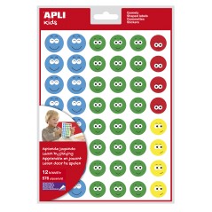 ✅ LOT de 5 Apli Happy Face Stickers Ii - 576 autocollants par sac - 4 styles de visage différents - Motiver et en stock