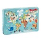 Puzzle Carte du Monde Apli Kids - 24 Pièces de 8x8mm - Boîte Métallique Rectangulaire - Design Exclusif par Martina Hogan