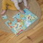 Puzzle Carte du Monde Apli Kids - 24 Pièces de 8x8mm - Boîte Métallique Rectangulaire - Design Exclusif par Martina Hogan