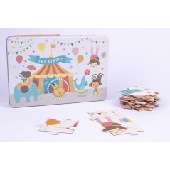 ✅ Puzzle Apli Kids Cirque - 24 Pièces de 8x8 cm - Boîte Métallique Rectangulaire - Design Exclusif Lily Lane en stock