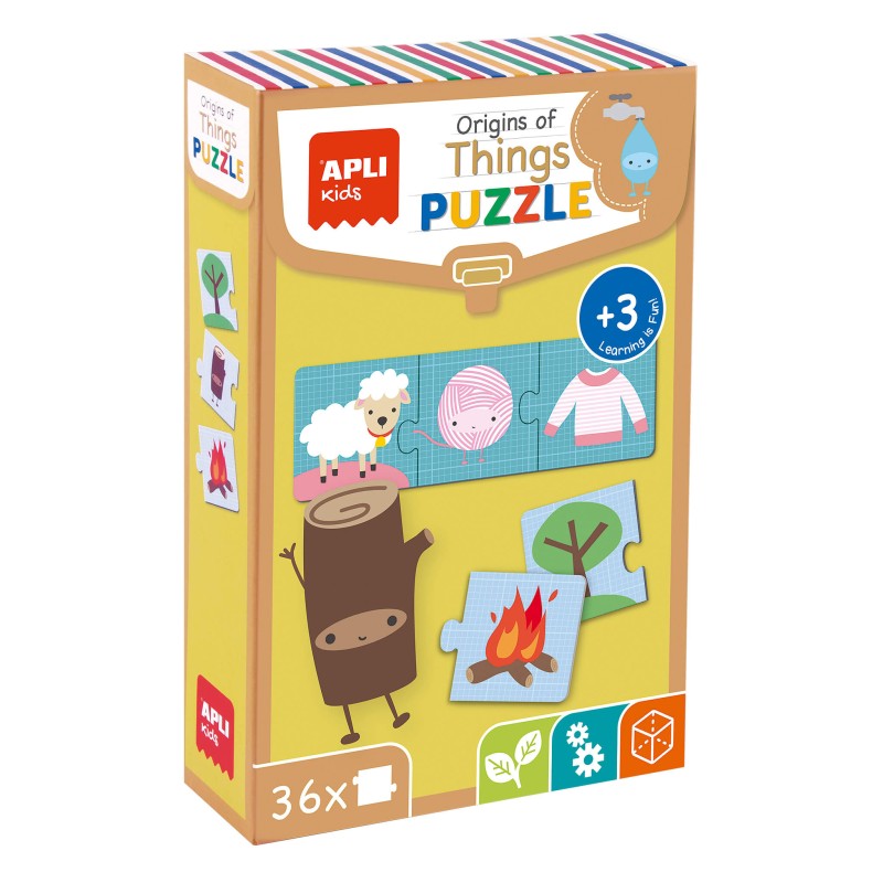 Apli Puzzle Origine des Choses - 36 Pièces 7x7mm - Carton Résistant et Brillant - Développe Compétences et Capacités - Idéal