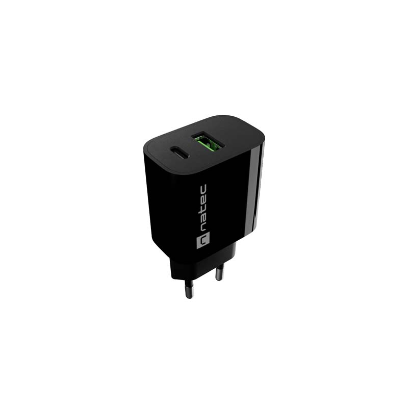 Natec Ribera chargeur mural 20 W USB-A USB-C gris