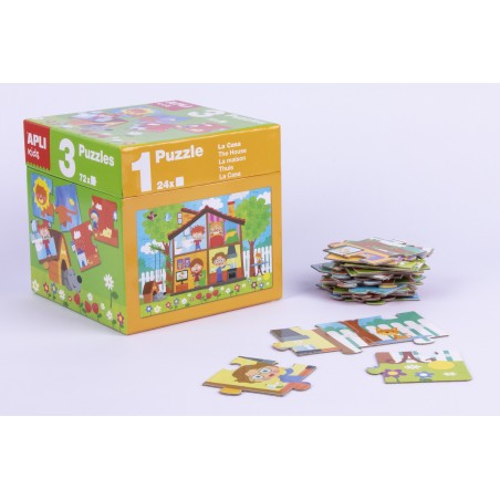 Puzzles Éducatifs Apli - 24 Pièces de 7x7cm - Développement des Compétences et des Capacités - Thèmes : Animaux, Maison et