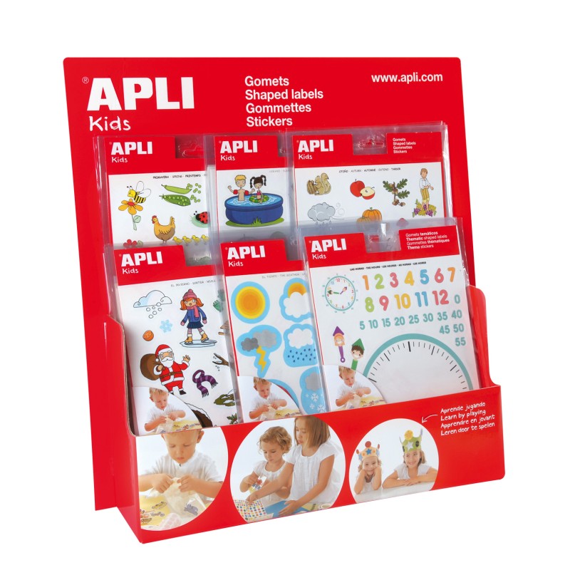 Apli Thematic Gomets Exposant - Format Comptoir - 60 Sacs Inclus - Thèmes Assortis - Coloré