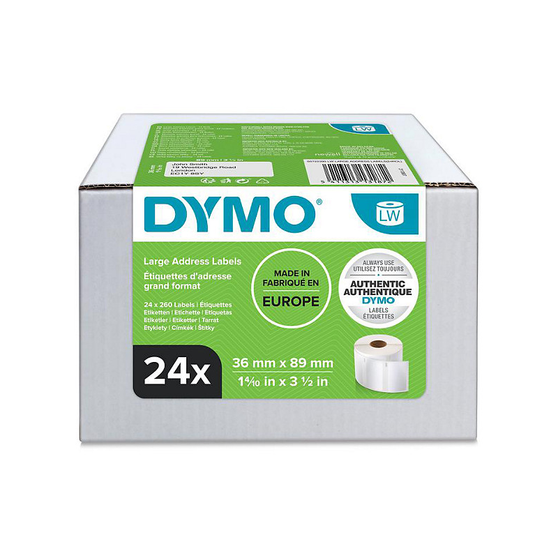 Dymo LabelWriter 13187 Pack 24 rouleaux étiquettes 36x89mm blanc Dymo LabelWriter 13187 Pack 24 rouleaux étiquettes 36x89mm blanc