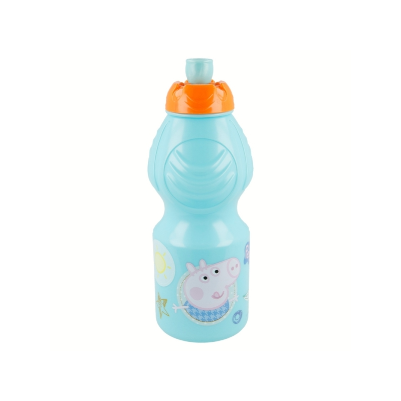 Bouteille Peppa Pig 400 ml bleu avec bouchon anti-goutte Bouteille Peppa Pig 400 ml bleu avec bouchon anti-goutte