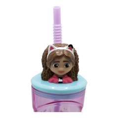 Gobelet 3D Gabby's Dollhouse 360 ml avec paille transparente